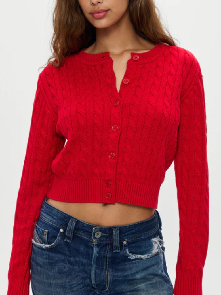 Nwt Frankies Bikinis Dudley Cable Knit Cardigan, Heartstrings, Size S
